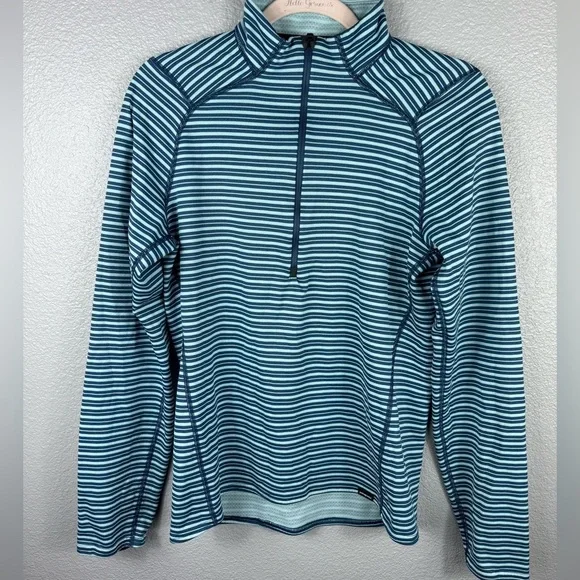 Patagonia Men’s Striped Blue Lightweight Layer Collared 3/4 Zip Activewear Small - Picture 2 of 11